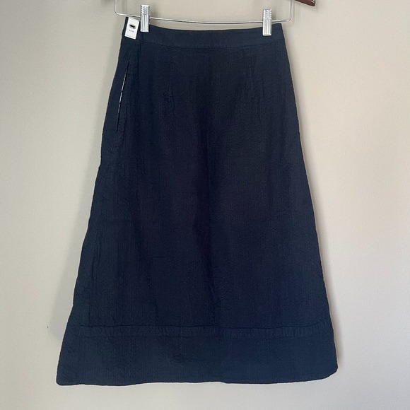 THOM‎ BROWNE Midi Skirt Womens Size Small Blue A Line Cotton Minimalist - Picture 3 of 4